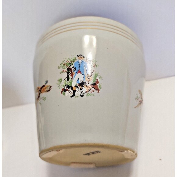 Stoneware Humidor Made in England Hunting scene - 4 3/4" Tall 1960's - Picture 8 of 9